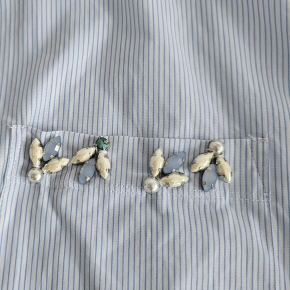 ZARA JEWEL TRIM STRIPED SHIRT-NWT!! 🆕🆕🆕 - Picture 7 of 7